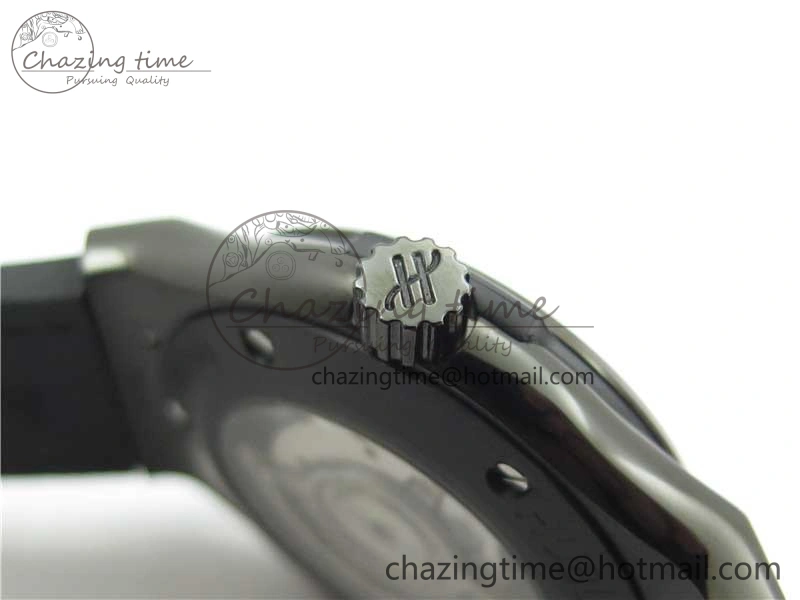 Classic Fusion 42mm DLC B50 Black Dial On Black Gummy Strap A2892