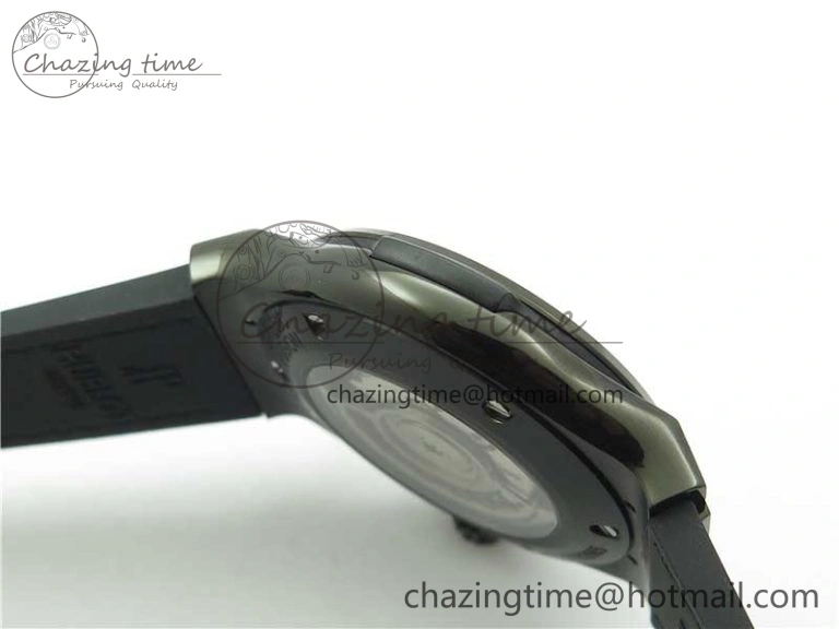Classic Fusion 42mm DLC B50 Black Dial On Black Gummy Strap A2892