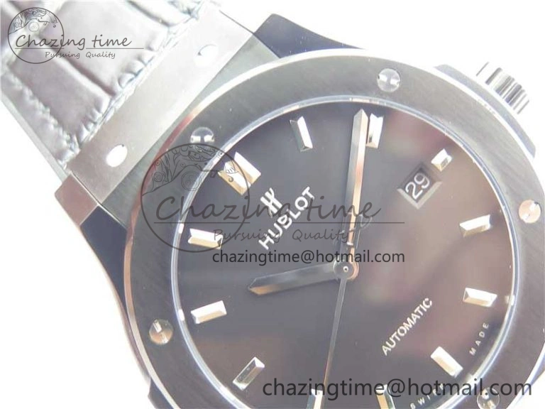 Classic Fusion 42mm DLC B50 Black Dial On Black Gummy Strap A2892