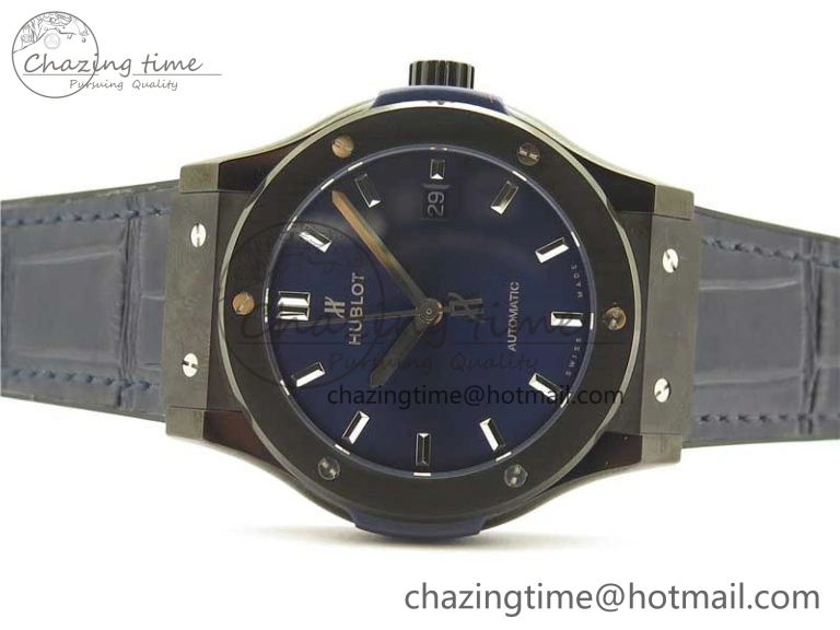 Classic Fusion 42mm DLC B50 Blue Dial On Blue Gummy Strap A2892