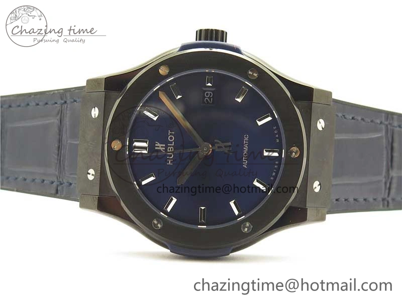 Classic Fusion 42mm DLC B50 Blue Dial On Blue Gummy Strap A2892