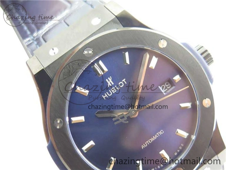Classic Fusion 42mm DLC B50 Blue Dial On Blue Gummy Strap A2892