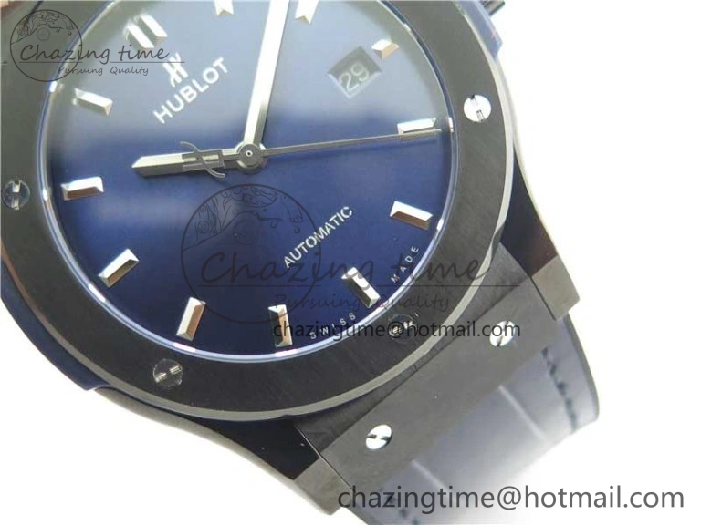 Classic Fusion 42mm DLC B50 Blue Dial On Blue Gummy Strap A2892
