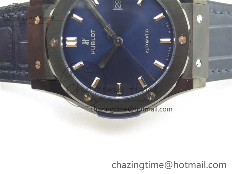 Classic Fusion 42mm DLC B50 Blue Dial On Blue Gummy Strap A2892