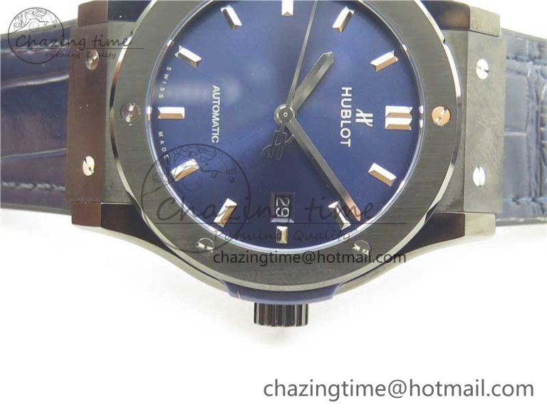 Classic Fusion 42mm DLC B50 Blue Dial On Blue Gummy Strap A2892