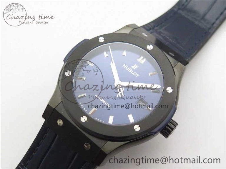 Classic Fusion 42mm DLC B50 Blue Dial On Blue Gummy Strap A2892