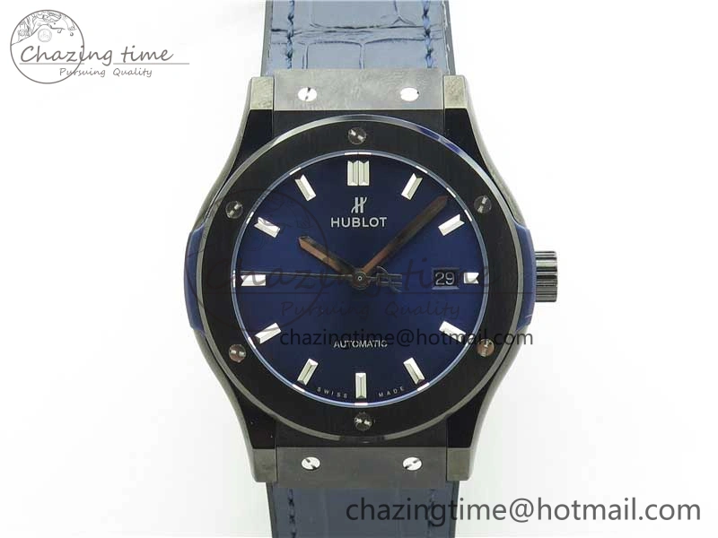 Classic Fusion 42mm DLC B50 Blue Dial On Blue Gummy Strap A2892