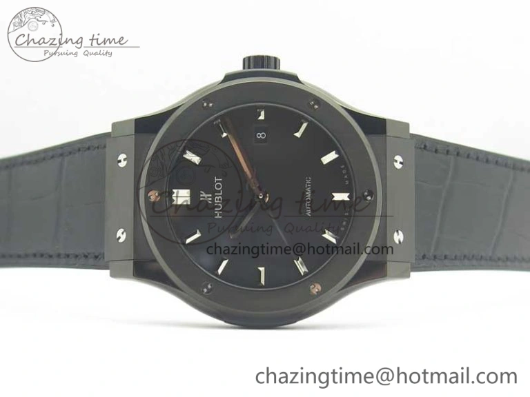Classic Fusion 42mm PVD JJF 1:1 Best Edition Black Dial on Black Gummy Strap A2892