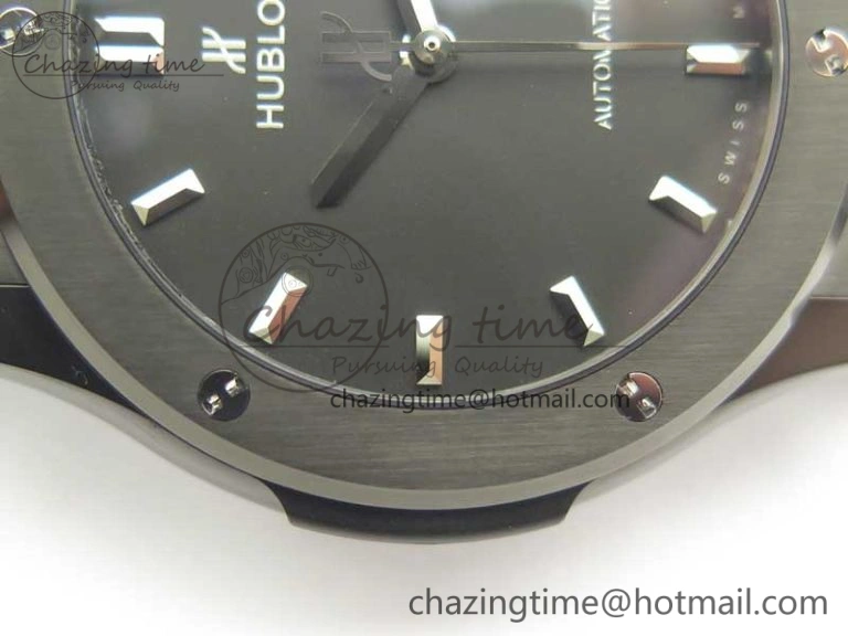 Classic Fusion 42mm PVD JJF 1:1 Best Edition Black Dial on Black Gummy Strap A2892