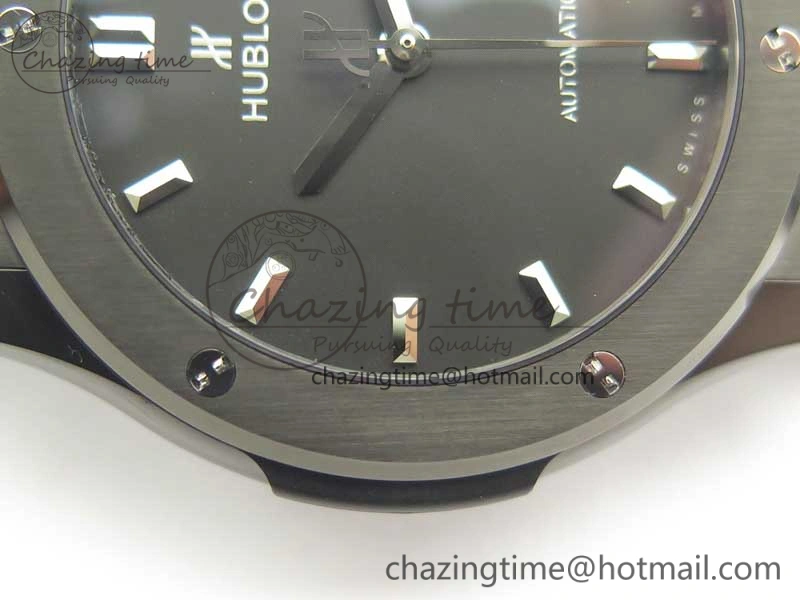 Classic Fusion 42mm PVD JJF 1:1 Best Edition Black Dial on Black Gummy Strap A2892