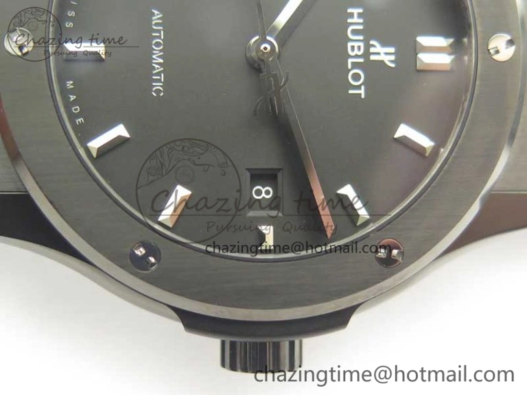 Classic Fusion 42mm PVD JJF 1:1 Best Edition Black Dial on Black Gummy Strap A2892