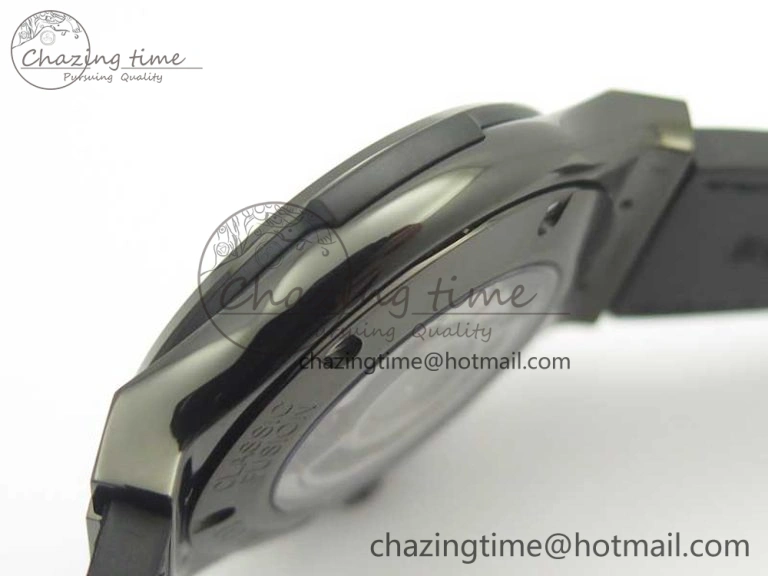 Classic Fusion 42mm PVD JJF 1:1 Best Edition Black Dial on Black Gummy Strap A2892