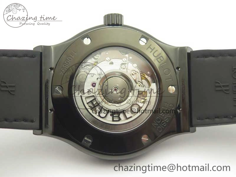 Classic Fusion 42mm PVD JJF 1:1 Best Edition Black Dial on Black Gummy Strap A2892