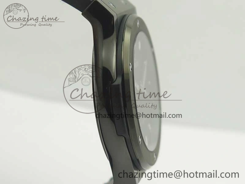 Classic Fusion 42mm PVD JJF 1:1 Best Edition Black Dial on Black Gummy Strap A2892