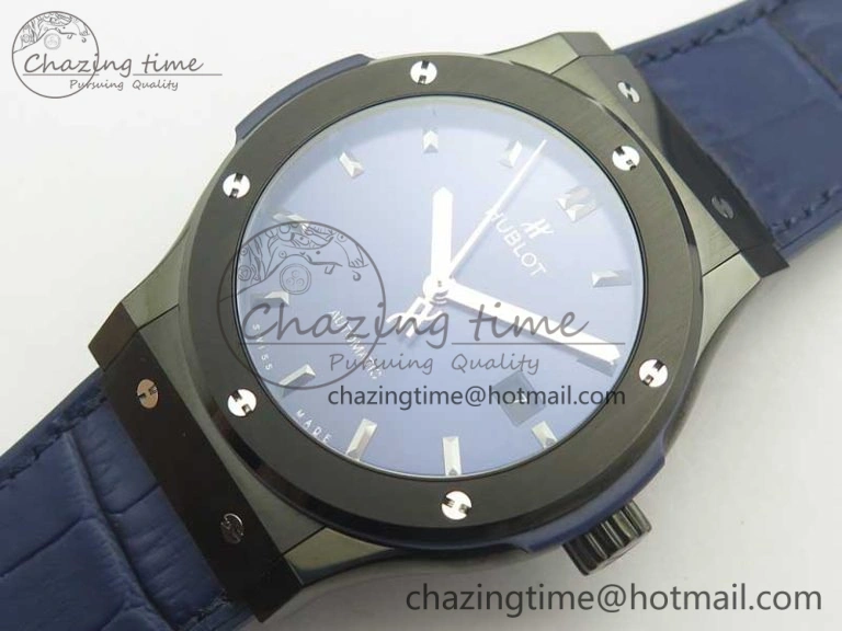 Classic Fusion 42mm PVD JJF 1:1 Best Edition Blue Dial on Blue Gummy Strap A2892