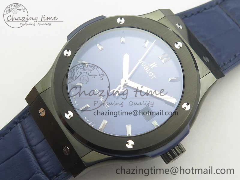 Classic Fusion 42mm PVD JJF 1:1 Best Edition Blue Dial on Blue Gummy Strap A2892