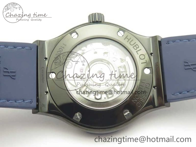 Classic Fusion 42mm PVD JJF 1:1 Best Edition Blue Dial on Blue Gummy Strap A2892