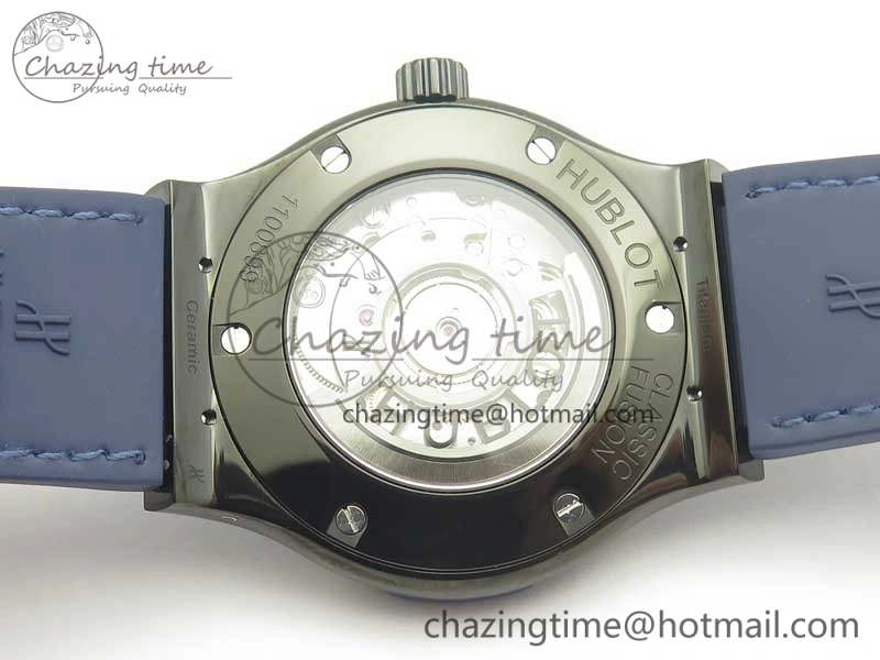 Classic Fusion 42mm PVD JJF 1:1 Best Edition Blue Dial on Blue Gummy Strap A2892