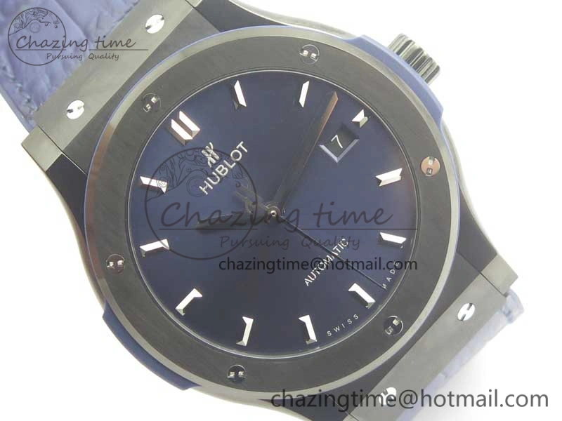 Classic Fusion 42mm PVD JJF 1:1 Best Edition Blue Dial on Blue Gummy Strap A2892