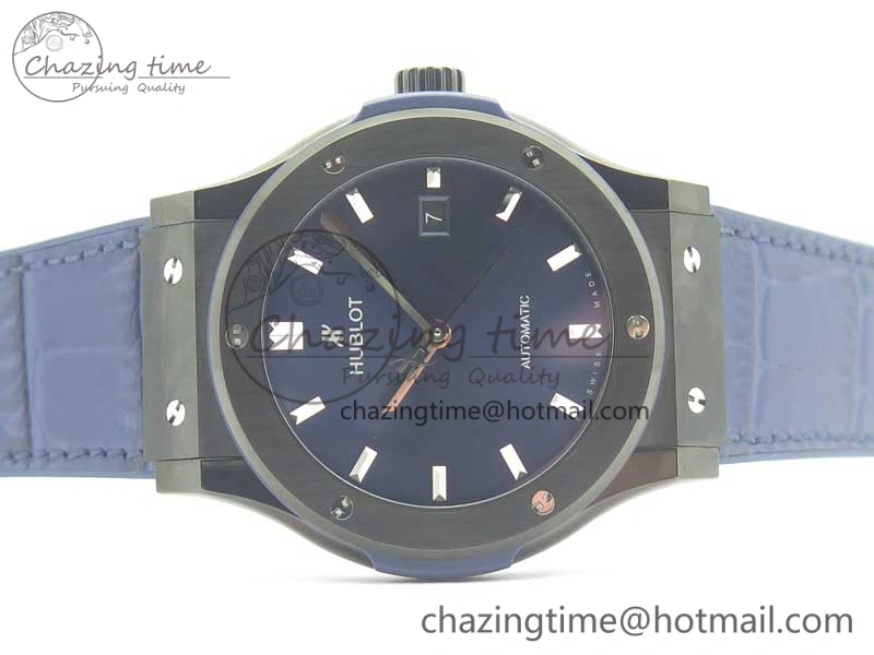 Classic Fusion 42mm PVD JJF 1:1 Best Edition Blue Dial on Blue Gummy Strap A2892