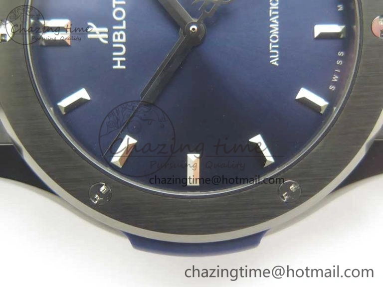 Classic Fusion 42mm PVD JJF 1:1 Best Edition Blue Dial on Blue Gummy Strap A2892
