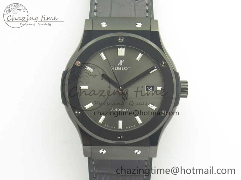 Classic Fusion 42mm PVD JJF 1:1 Best Edition Gray Dial on Black Gummy Strap A2892