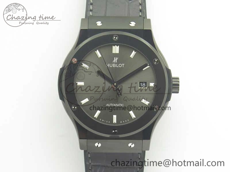 Classic Fusion 42mm PVD JJF 1:1 Best Edition Gray Dial on Black Gummy Strap A2892