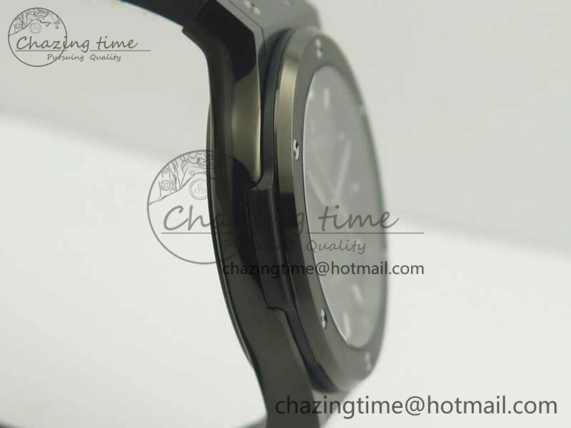 Classic Fusion 42mm PVD JJF 1:1 Best Edition Gray Dial on Black Gummy Strap A2892