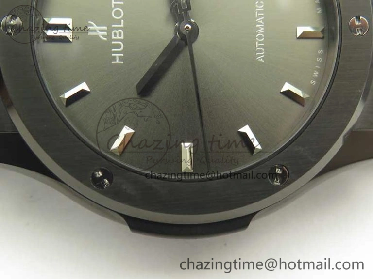 Classic Fusion 42mm PVD JJF 1:1 Best Edition Gray Dial on Black Gummy Strap A2892