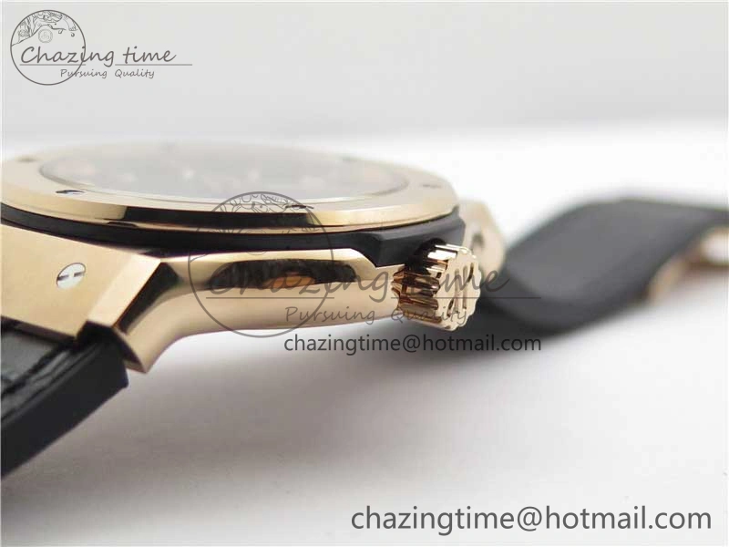 Classic Fusion 42mm RG B50 Black Dial On Black Gummy Strap A2892