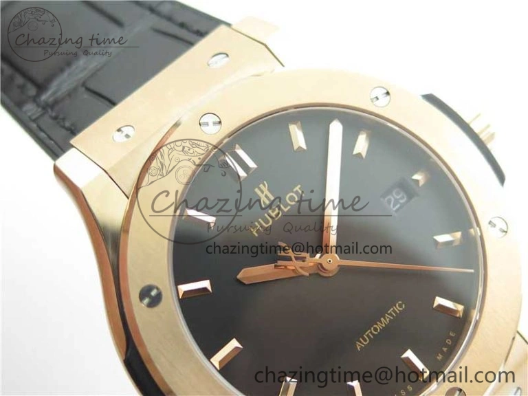 Classic Fusion 42mm RG B50 Black Dial On Black Gummy Strap A2892