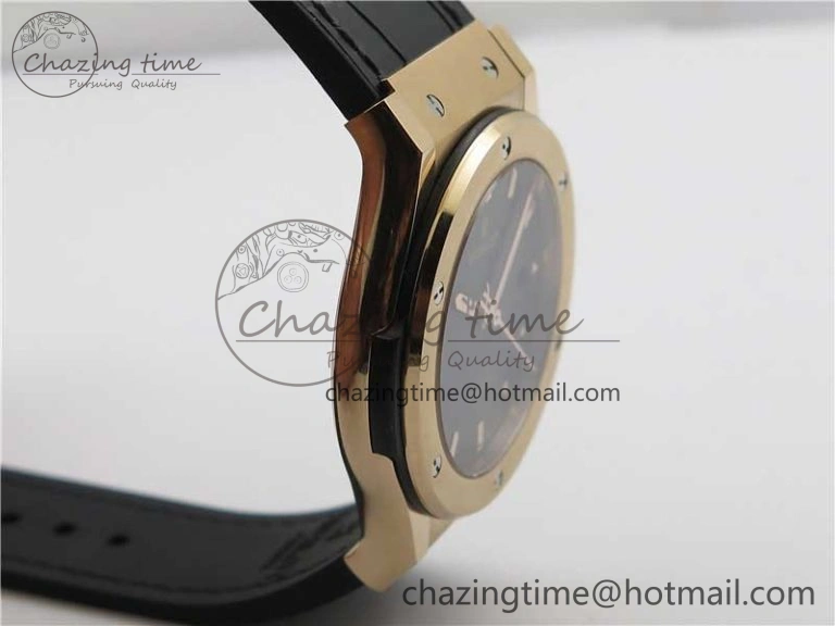 Classic Fusion 42mm RG B50 Black Dial On Black Gummy Strap A2892