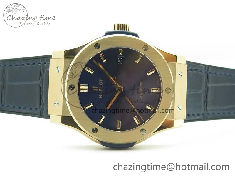 Classic Fusion 42mm RG B50 Blue Dial On Blue Gummy Strap A2892