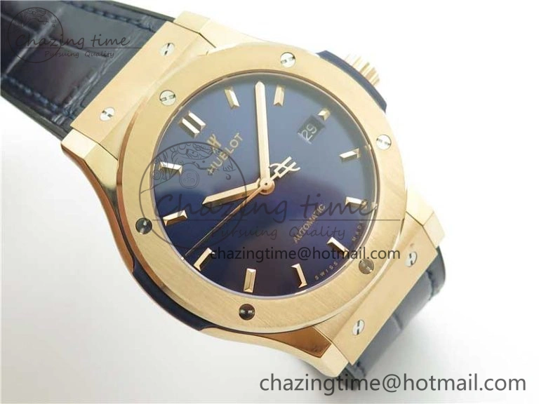 Classic Fusion 42mm RG B50 Blue Dial On Blue Gummy Strap A2892