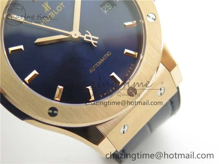 Classic Fusion 42mm RG B50 Blue Dial On Blue Gummy Strap A2892