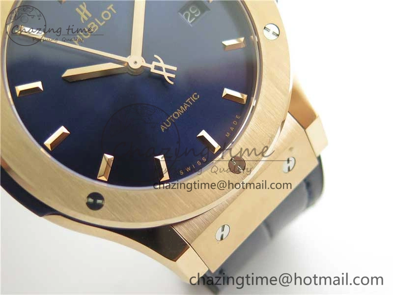 Classic Fusion 42mm RG B50 Blue Dial On Blue Gummy Strap A2892