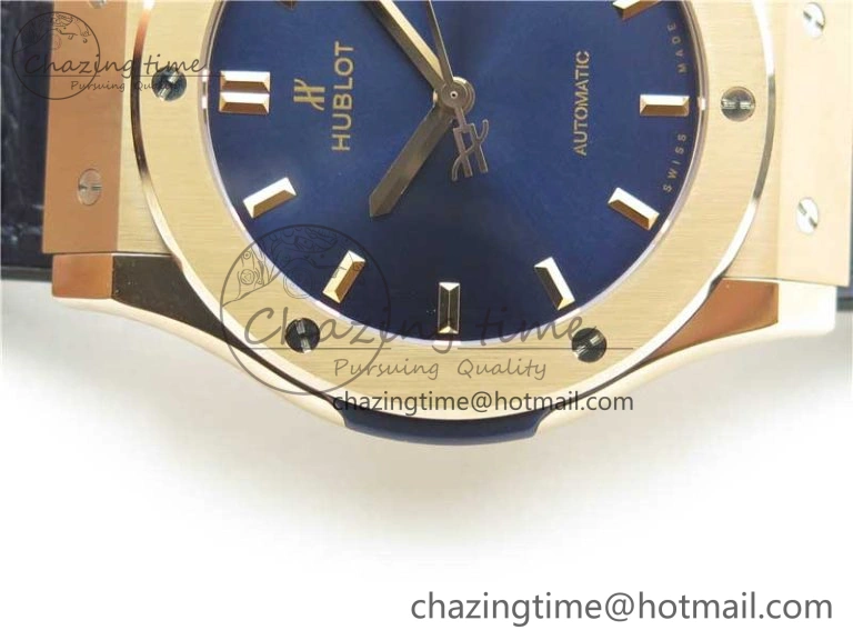 Classic Fusion 42mm RG B50 Blue Dial On Blue Gummy Strap A2892
