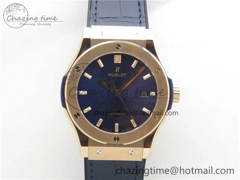 Classic Fusion 42mm RG B50 Blue Dial On Blue Gummy Strap A2892