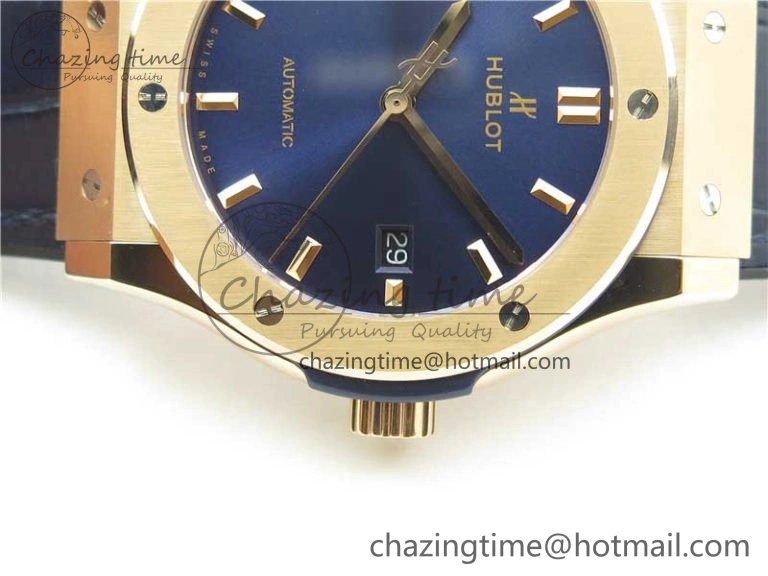 Classic Fusion 42mm RG B50 Blue Dial On Blue Gummy Strap A2892