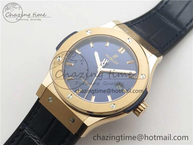 Classic Fusion 42mm RG B50 Blue Dial On Blue Gummy Strap A2892