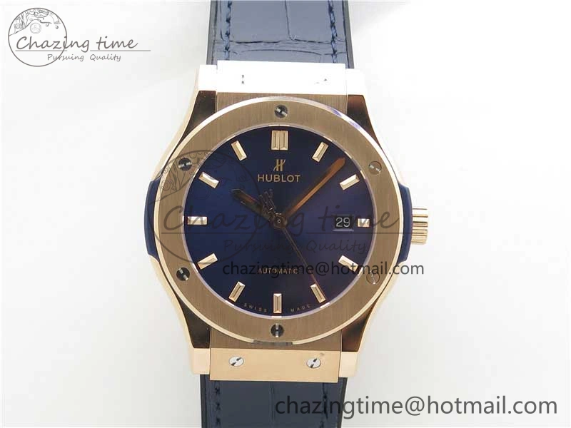Classic Fusion 42mm RG B50 Blue Dial On Blue Gummy Strap A2892