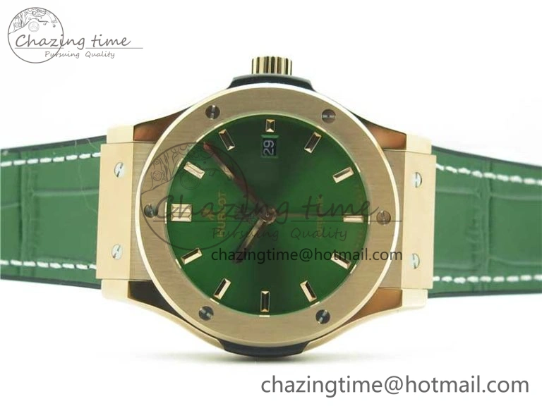 Classic Fusion 42mm RG B50 Green Dial On Green Gummy Strap A2892