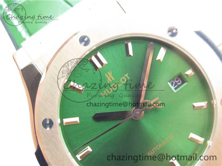 Classic Fusion 42mm RG B50 Green Dial On Green Gummy Strap A2892