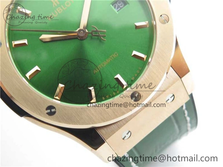 Classic Fusion 42mm RG B50 Green Dial On Green Gummy Strap A2892