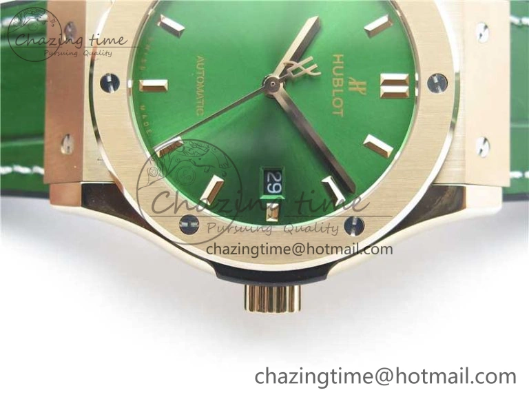 Classic Fusion 42mm RG B50 Green Dial On Green Gummy Strap A2892