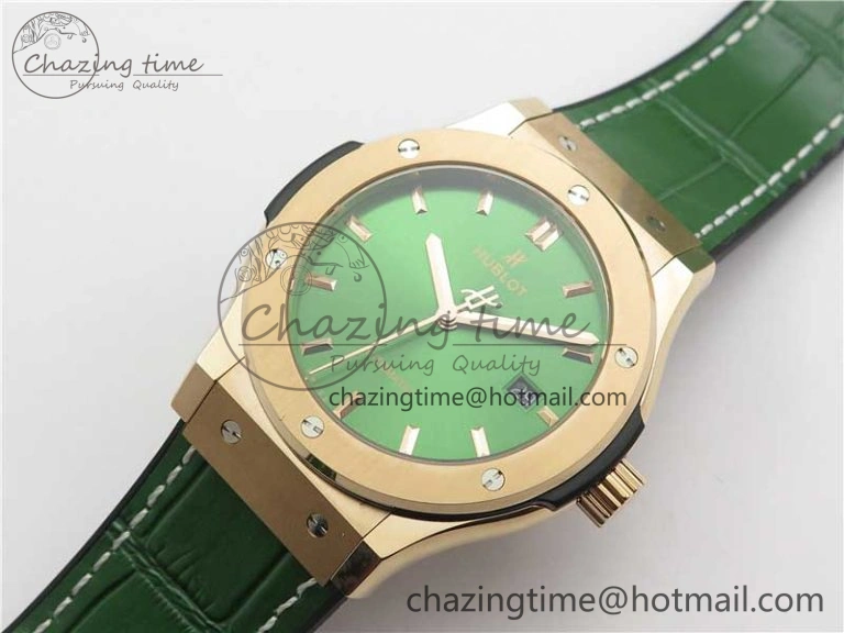 Classic Fusion 42mm RG B50 Green Dial On Green Gummy Strap A2892