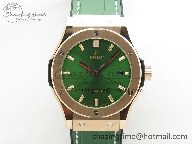 Classic Fusion 42mm RG B50 Green Dial On Green Gummy Strap A2892