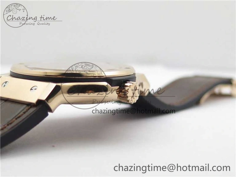Classic Fusion 42mm RG B50 White Dial On Brown Gummy Strap A2892