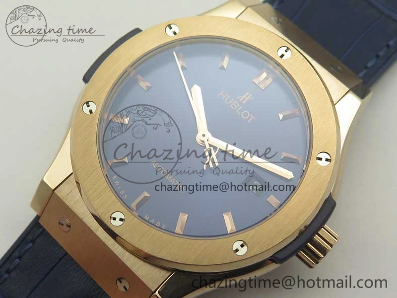Classic Fusion 42mm RG F16 Factory 1:1 Best Edition Blue Dial On Gummy Strap A2892