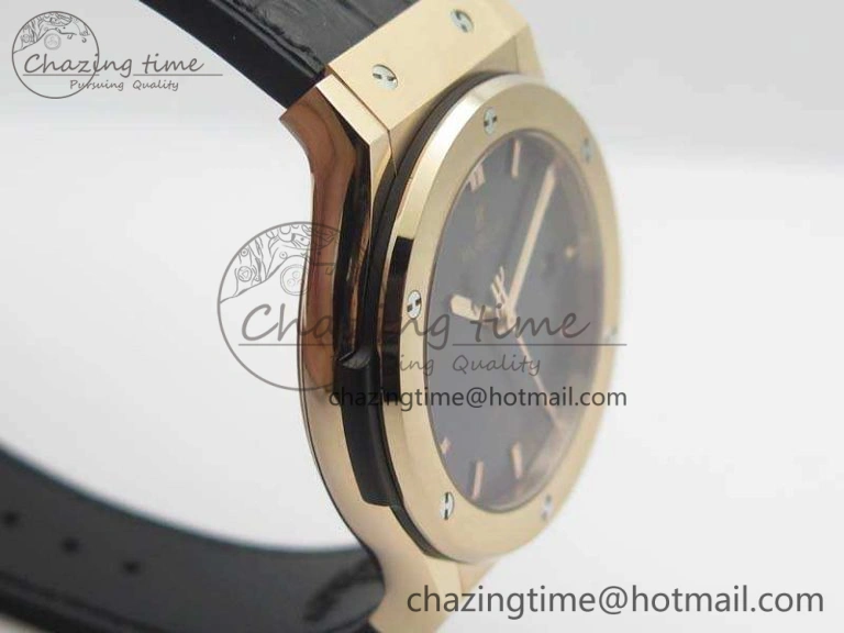 Classic Fusion 42mm RG JJF 1:1 Best Edition Black Dial On Gummy Strap A2892